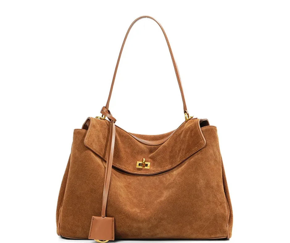 Élégance Brun – Luxuriöse Wildleder-Tasche