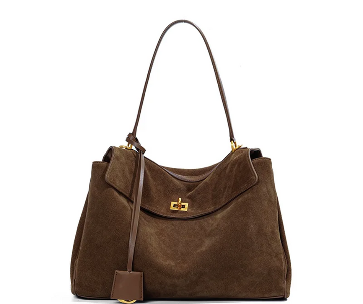 Élégance Brun – Luxuriöse Wildleder-Tasche
