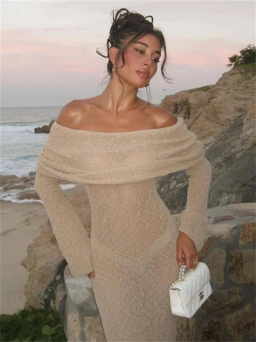 Off-Shoulder Maxikleid