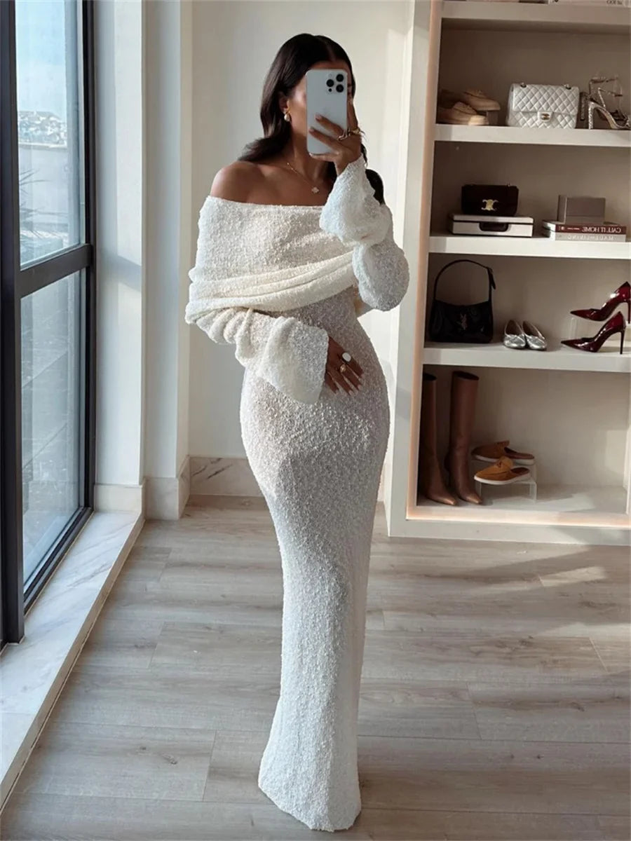 Off-Shoulder Maxikleid